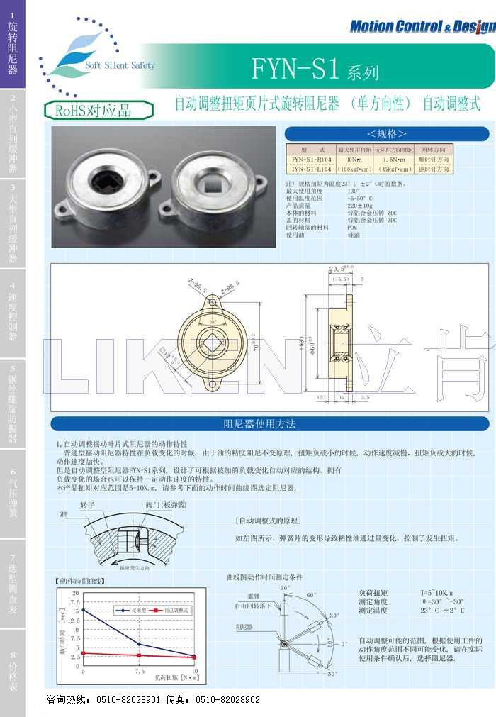 fyn-s1摇动式阻尼器[单方向性]自己调整式 旋转阻尼器