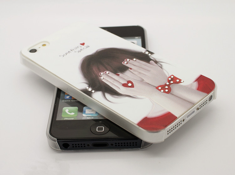 【韩国iphone4\/4s捂脸女孩 浮雕镶钻手机壳 苹