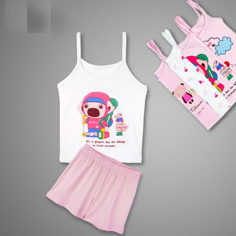 竹纤维女孩儿童吊带衫2<em>件套短裤套装</em> 儿童吊带
