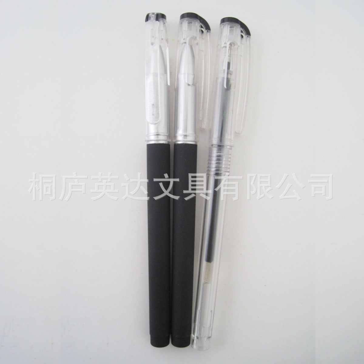 【【中性笔】供应透明杆中性笔,插套中性