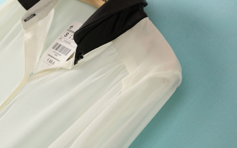 【C-13D2604 欧美女装新款 撞色小翻领 性感透