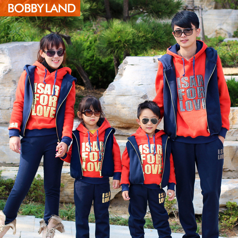 童装亲子装秋装2013款秋冬<em>马甲三件套</em>亲子装