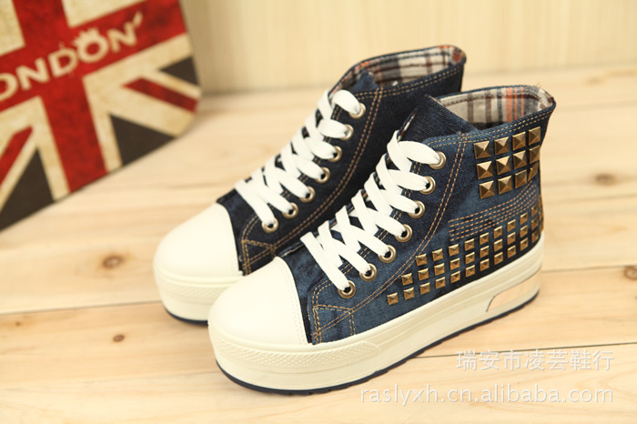 <em>梦特</em>迪斯1306高帮鞋帆布鞋<em>女鞋</em> 松糕厚底鞋 韩