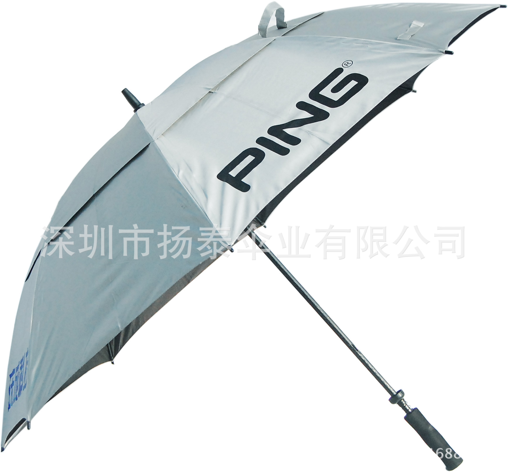 30寸8K双层手开银胶布防风高尔夫伞