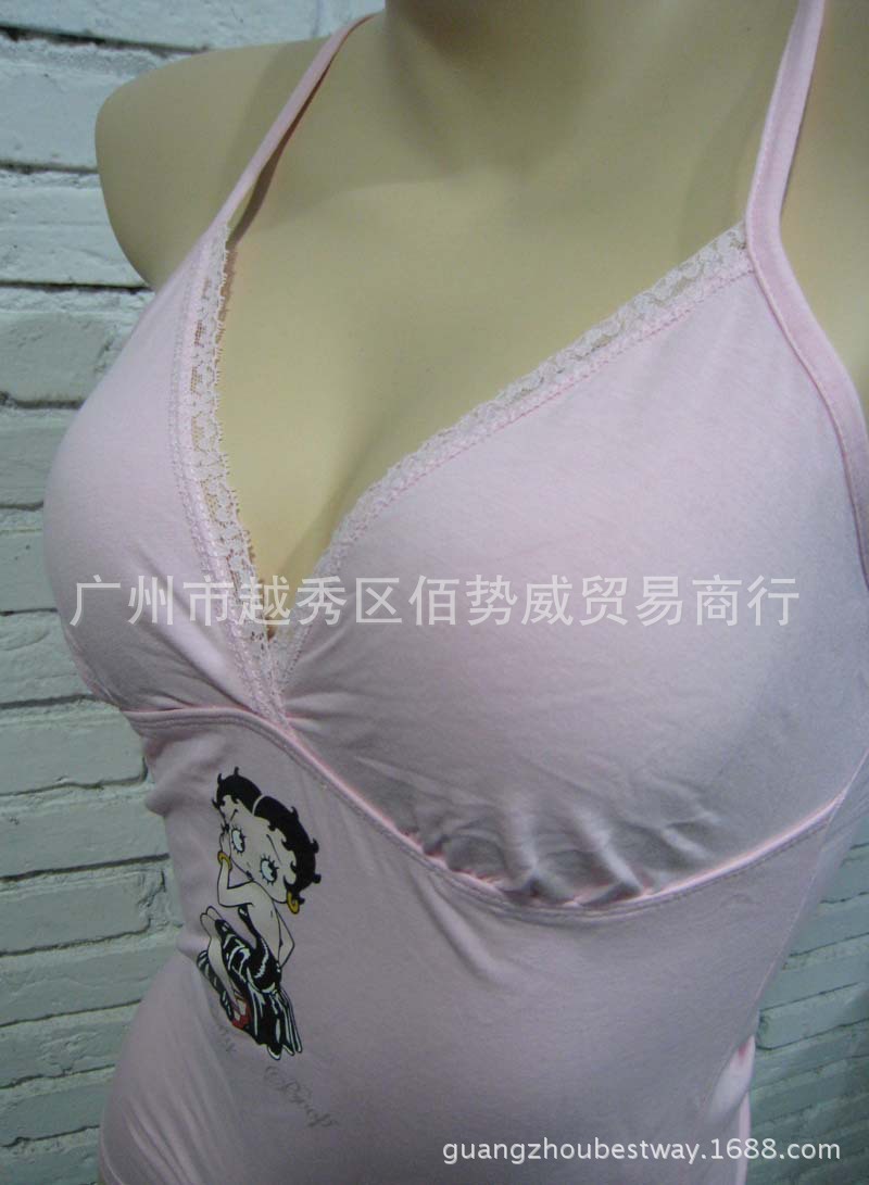 外貿優質彈力棉蕾絲邊背心 吊牌背心 外單內衣3