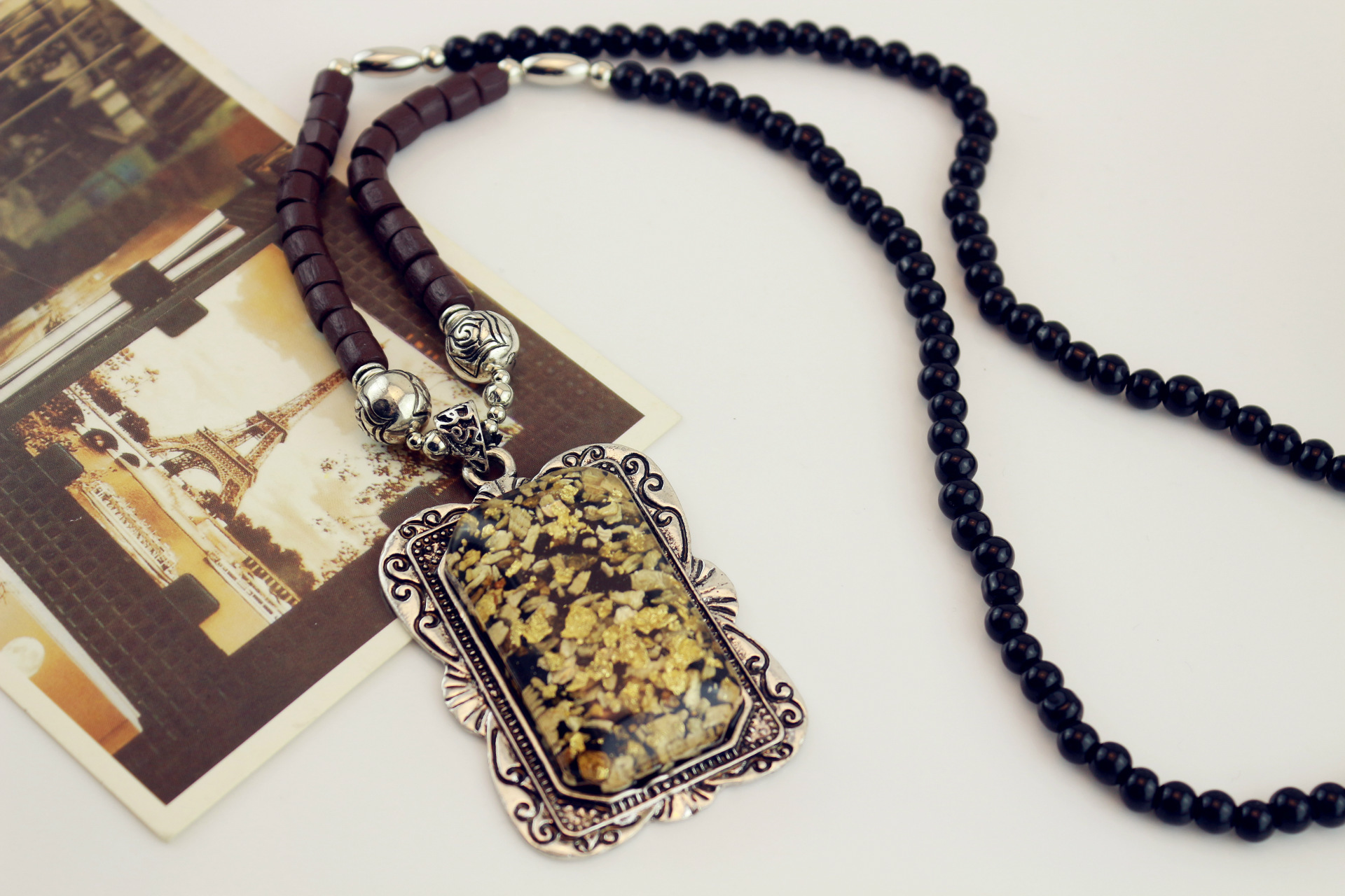 【欧美风 大方气质方块大宝石<em>方形</em>琥珀木珠串