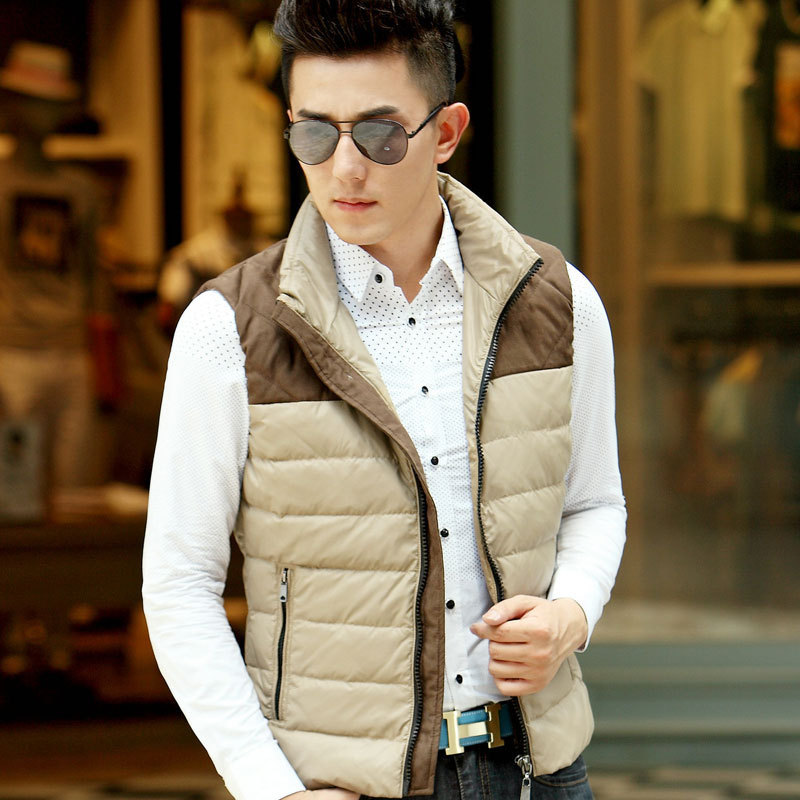 批发壹件代发<em>男装</em> 男士<em>羽绒马甲</em> 杏色 Jeq913