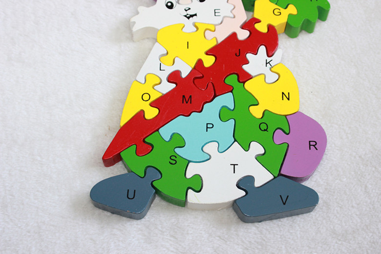儿童玩具 字母数字拼图 兔子款拼图玩具 木制积木拼图图片_3