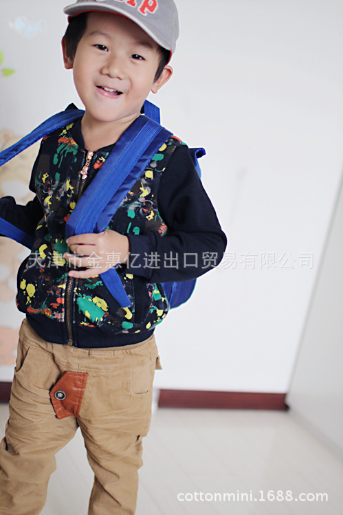 sugerkids精品童装 韩国版潮宝泼漆点<em>开衫绒衣</em>