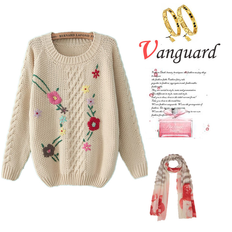 日系秋冬新款复古森女系<em>绣花手工</em>钩花<em>毛衣</em>球球