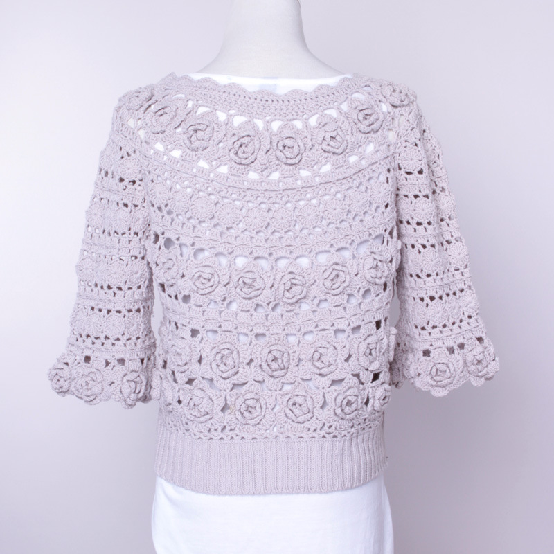 [预订款] 手工<em>钩编</em>立体花朵<em>开衫</em> 全棉宫廷手工钩