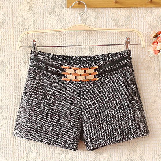 2013<em>秋冬</em>新款<em>韩版</em>女装金属装饰休闲裤<em>松紧</em>毛