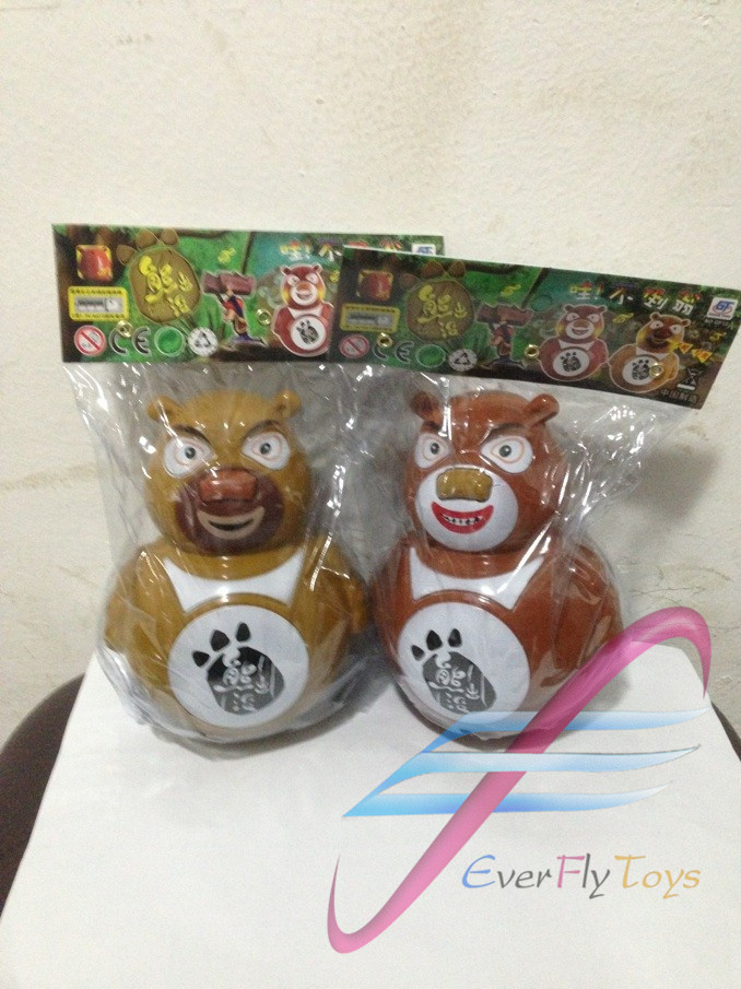 熊出没音乐灯光不倒翁 熊大熊二电动不倒翁 幼