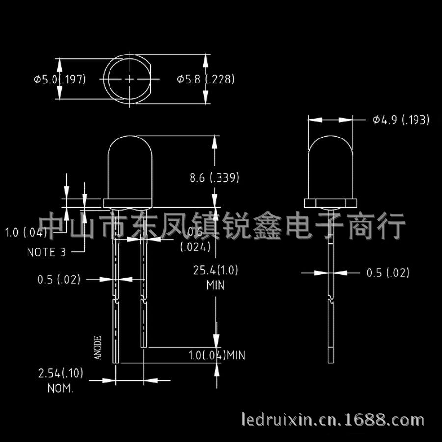 優質超高亮F5圓頭純綠光led發光二極管1