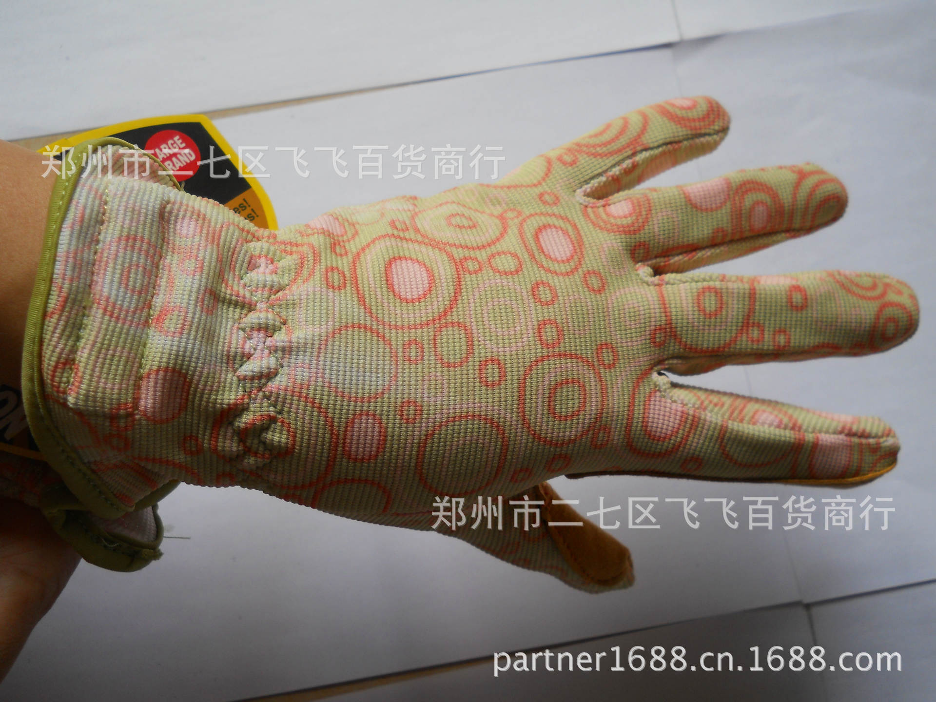 綠色花手套手背版型0