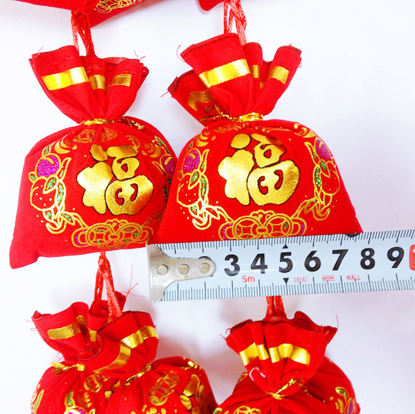 批发中国结挂件婚新房节日家居场景布置喜庆洒金福字福钱袋香包串