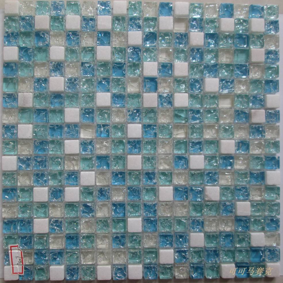 【石材+水晶冰裂马赛克 浴室 客厅 电视背景墙