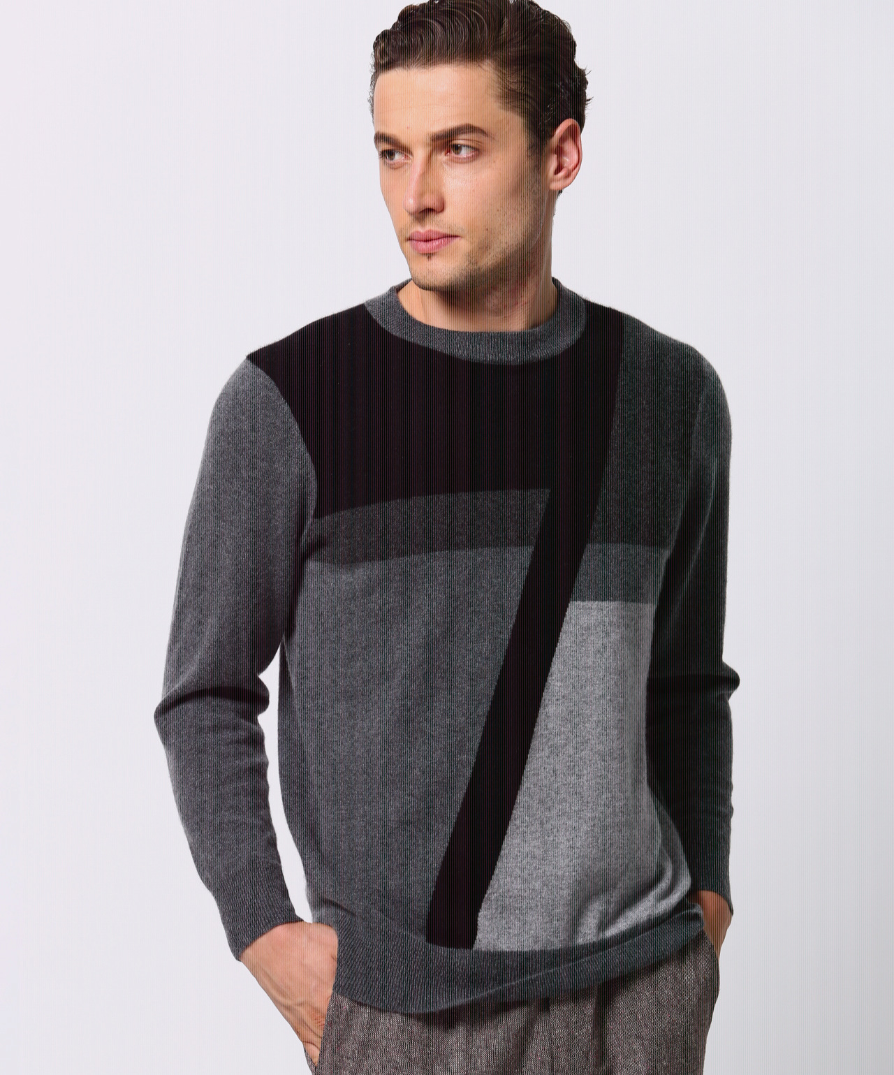 余彩2013年秋冬羊绒季 男式半高领羊绒衫 都市