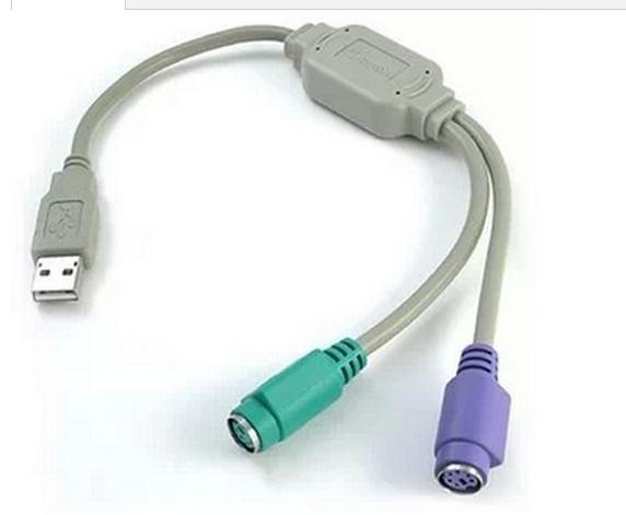 手机转接头-一个USB公头转两个PS2圆口线 圆