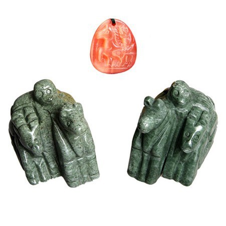 开光正品2014马年12生肖属猴者石雕禄马封侯