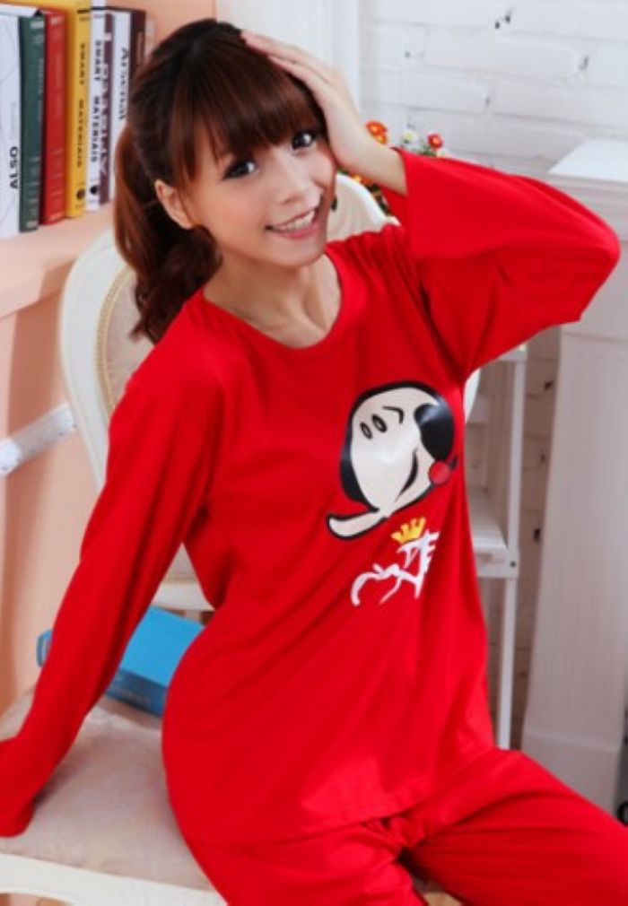 长袖针织棉喜庆温馨<em>情侣</em>套装家居服 <em>卡通款情</em>