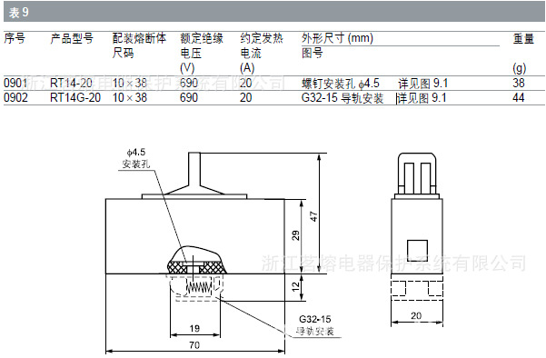 RT14-20 底座 基本参数