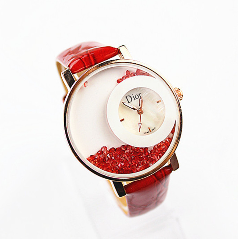 品牌水晶流沙手表<em>迪奥DIOR</em>皮带<em>女表</em>个性新款