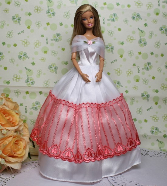 芭比娃娃服装 简约公主裙 婚纱大裙 晚礼服 纱裙