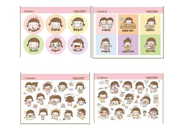 【韩国文具 可爱momo<em>女孩</em>卡卡通清新贴纸 di