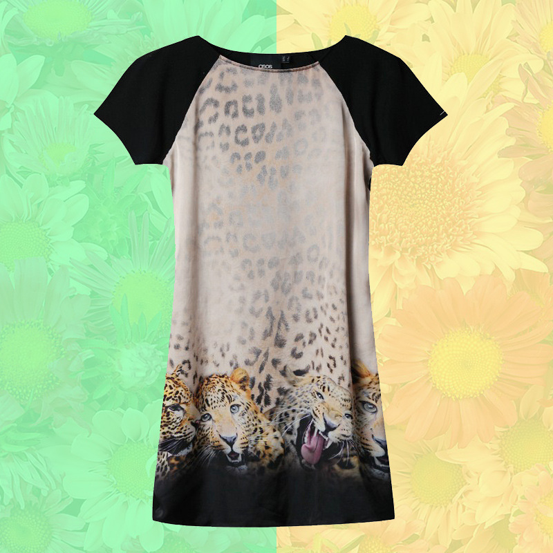 13夏季新款 女装豹纹印花雪纺裙 女式休闲舒适