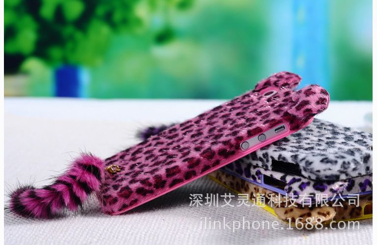 蘋果配件廠傢直銷 iphone5美洲豹紋尾巴手機殼