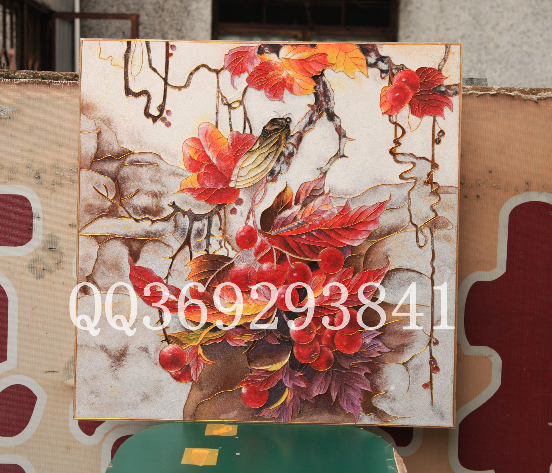 【装饰工艺画彩嵌金丝沙画景泰蓝画纯手工可D