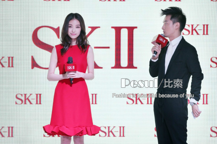 批发采购连衣裙-明星倪妮同款进口针织锦棉荷