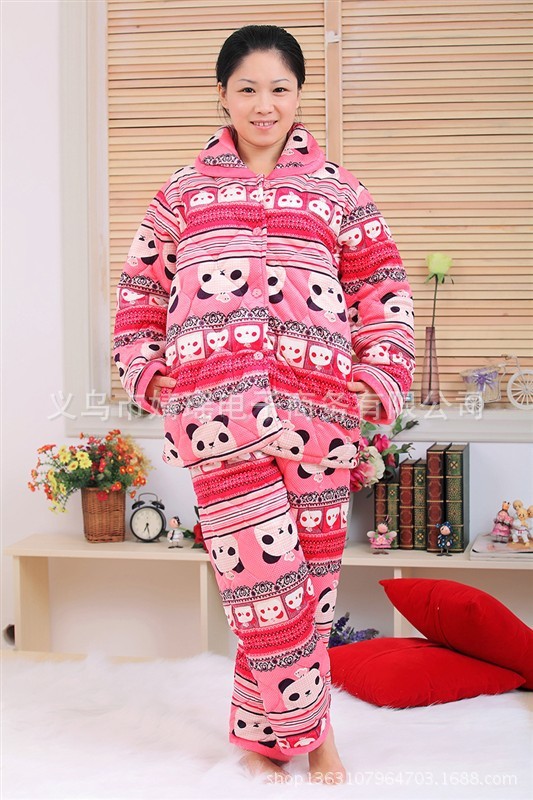 三层防寒 <em>冬季</em>女士夹棉<em>睡衣批发 冬季</em>珊瑚绒夹