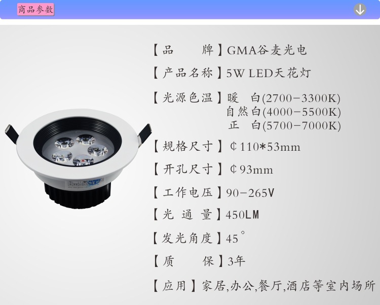 5W车铝天花灯 1