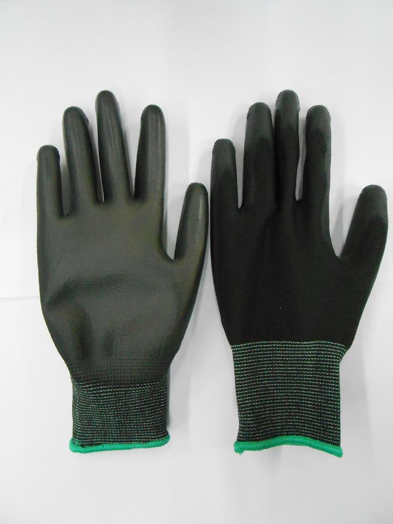 PU涂掌手套 (黑色) 尼龙手套 防静电手套图片,P