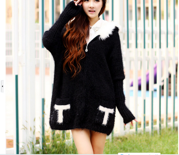 2013秋冬新品<em>女装</em>马海毛<em>字母</em>拉链毛衣 <em>外套</em> 开