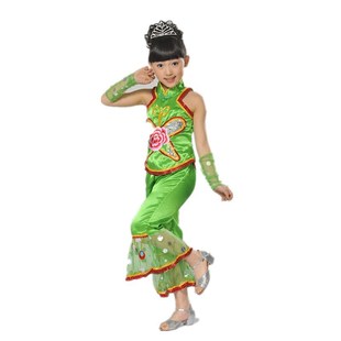 童装女童演出服舞蹈服民族舞演出服装儿童演歌舞扇子舞拉丁舞