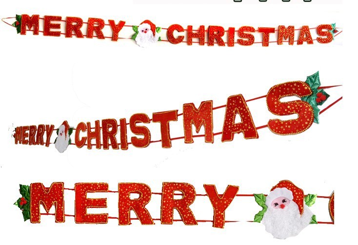 【圣诞快乐英文字母条 圣诞横幅 条幅 节日挂件