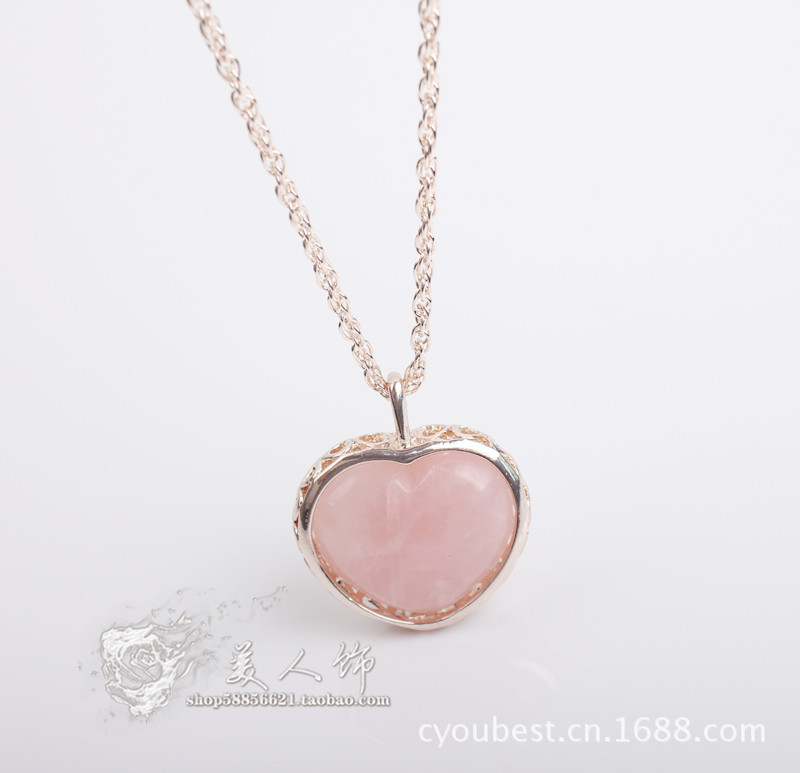 韩版时尚天然粉色石头 浪漫爱情的象征女款长