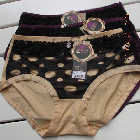 蕾丝混色花边莫代尔<em>女式</em>中腰<em>内短裤</em> - 蕾丝混色