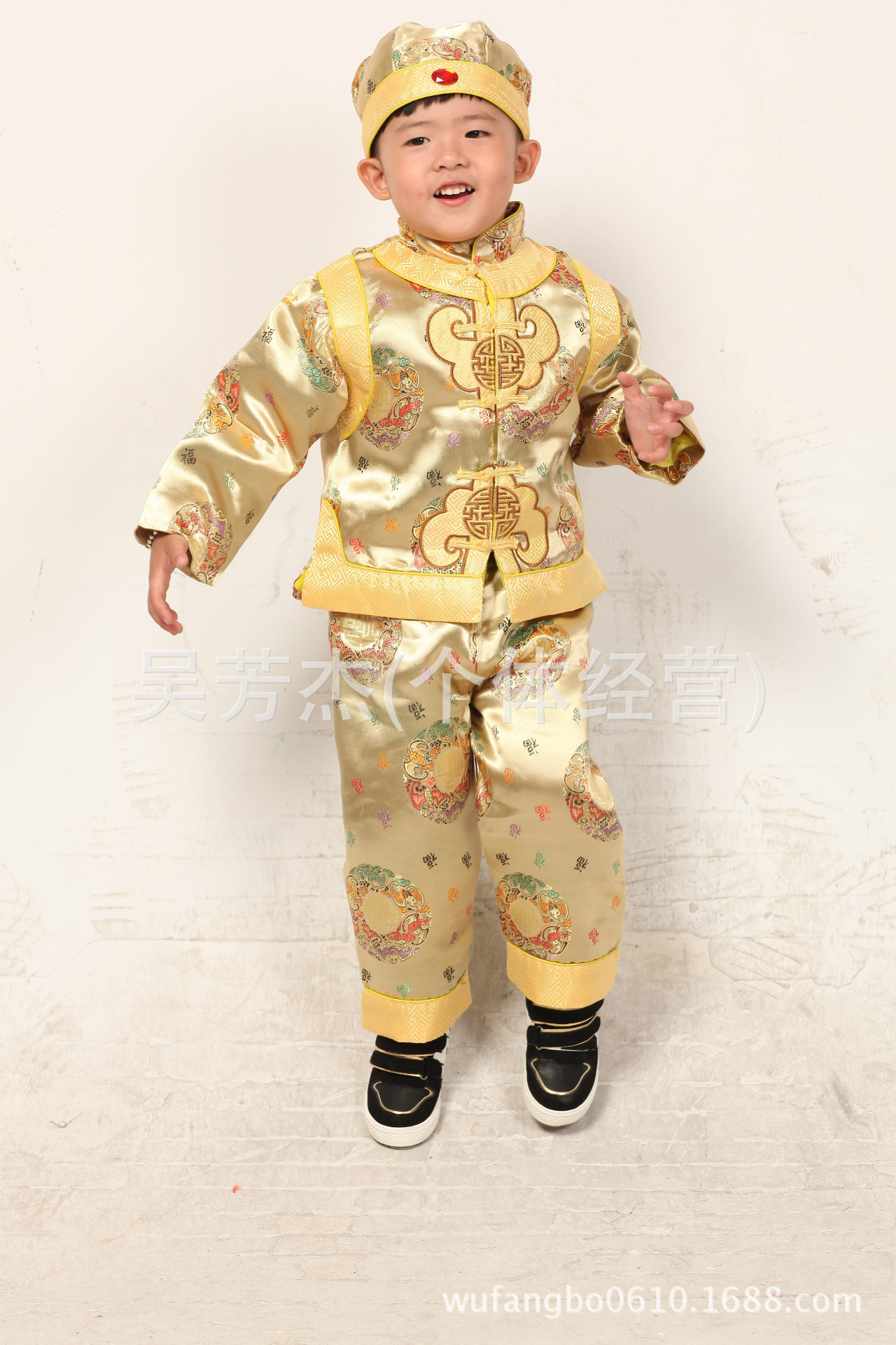 童套装-冬季儿童<em>男童</em>唐装<em>织</em>锦缎如意贺岁服、