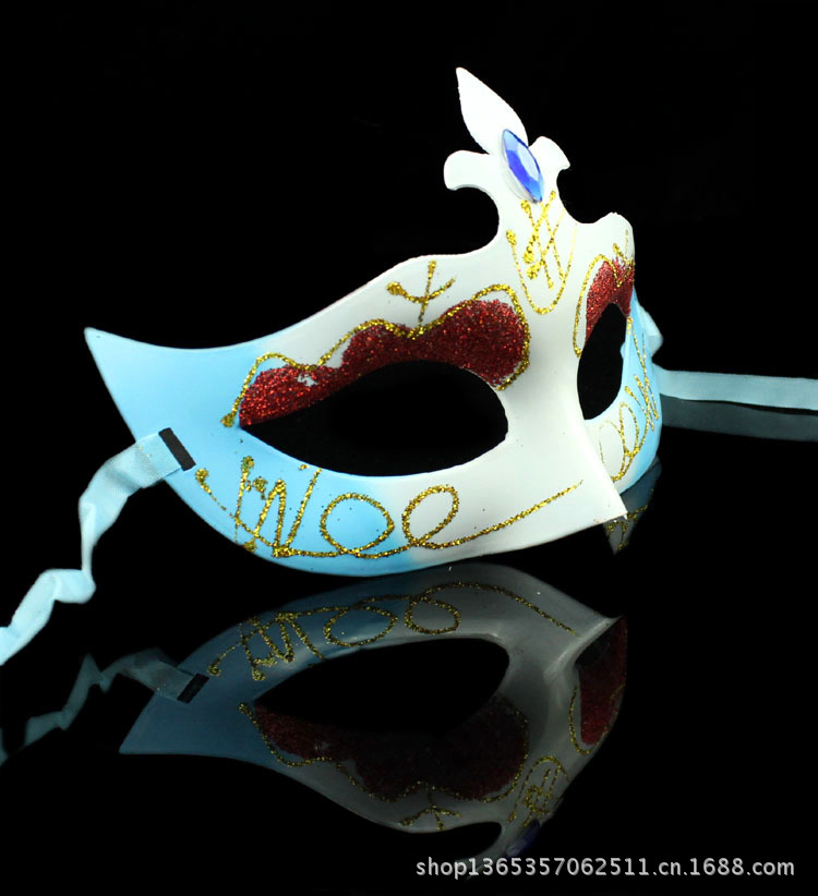 【长扶 圣诞面具 美女尖头面具 半脸面具 点钻面