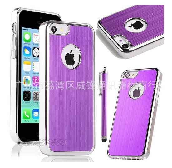 【L1102 苹果IPHONE 5C拉丝五金蓝色保护壳