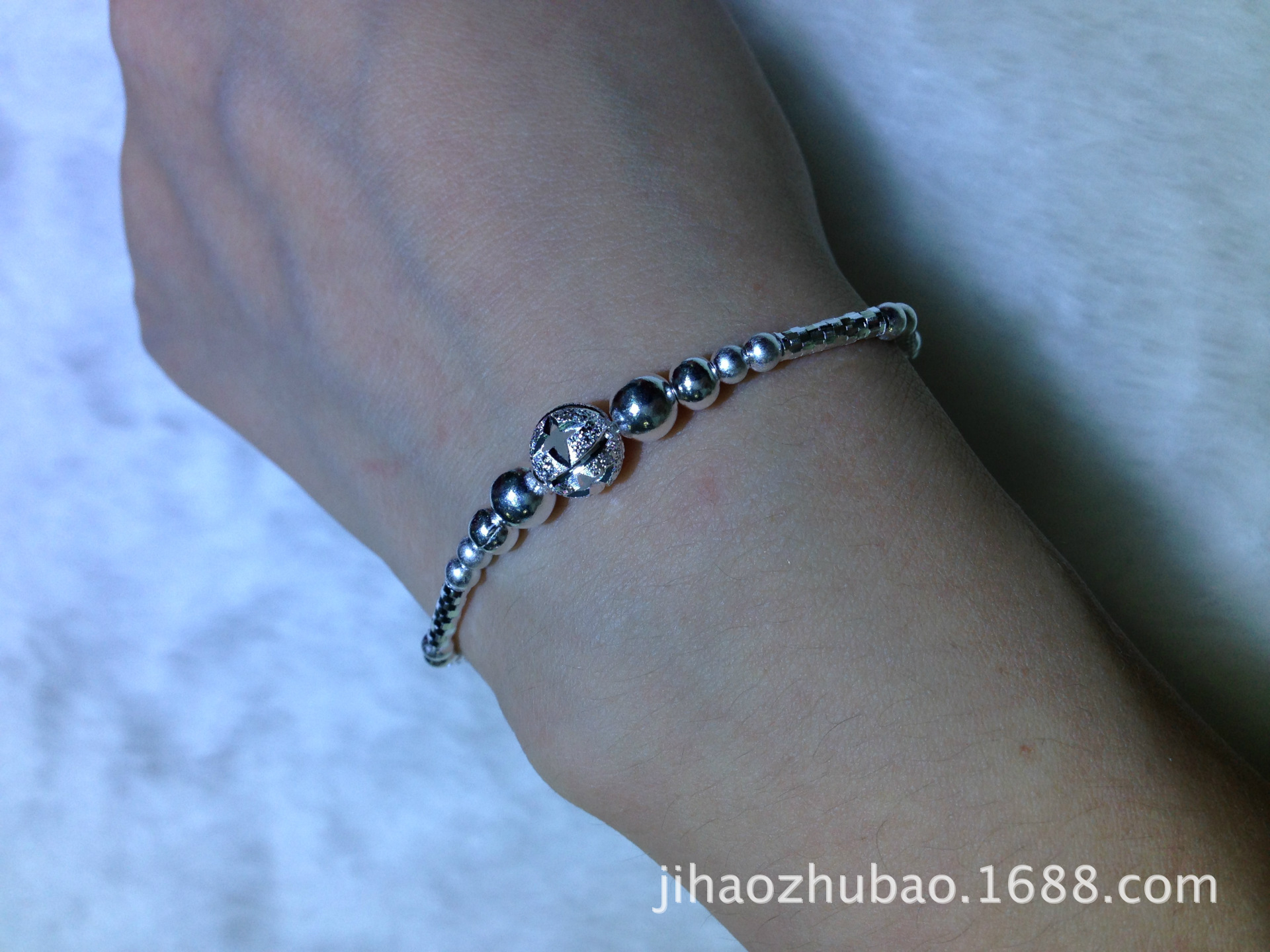 【【厂家直销】S990纯银 简约时尚珠子手链 纯