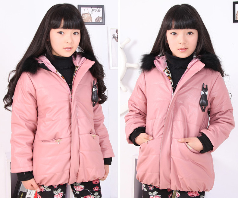【13岁<em>冬季</em>新款女童皮衣女中大童<em>外套初中</em>生