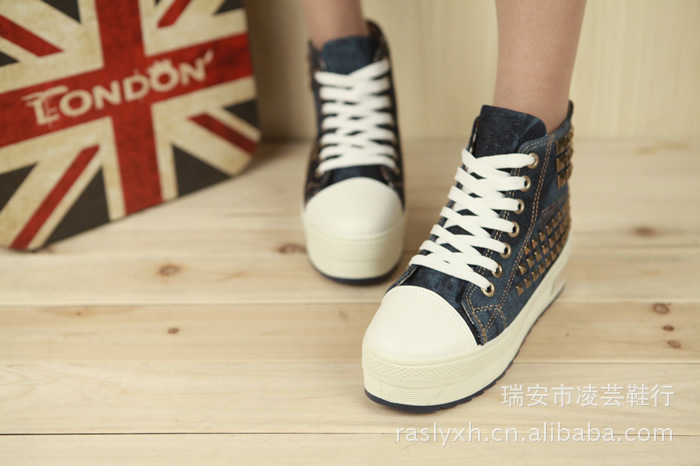 <em>梦特</em>迪斯1306高帮鞋帆布鞋<em>女鞋</em> 松糕厚底鞋 韩