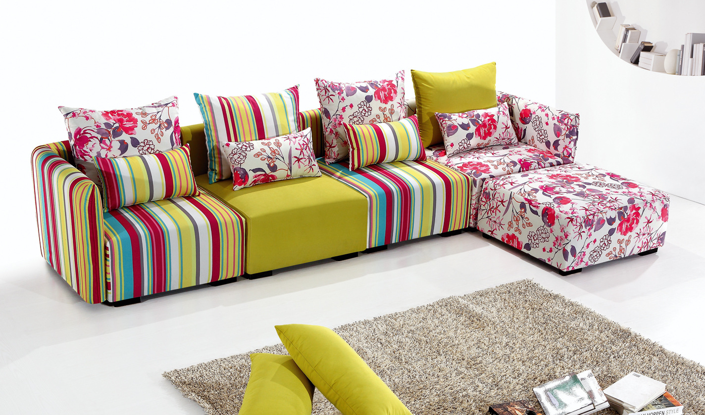 沙发批发 布艺沙发组合 彩色客厅小户型沙发