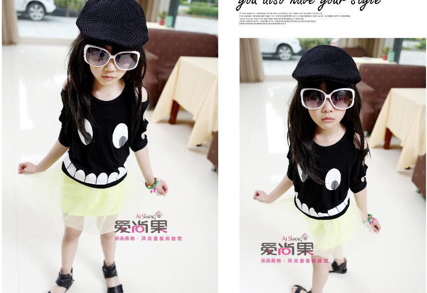 2013夏季新款韩版<em>女童装批发</em> 肩膀镂空中袖时