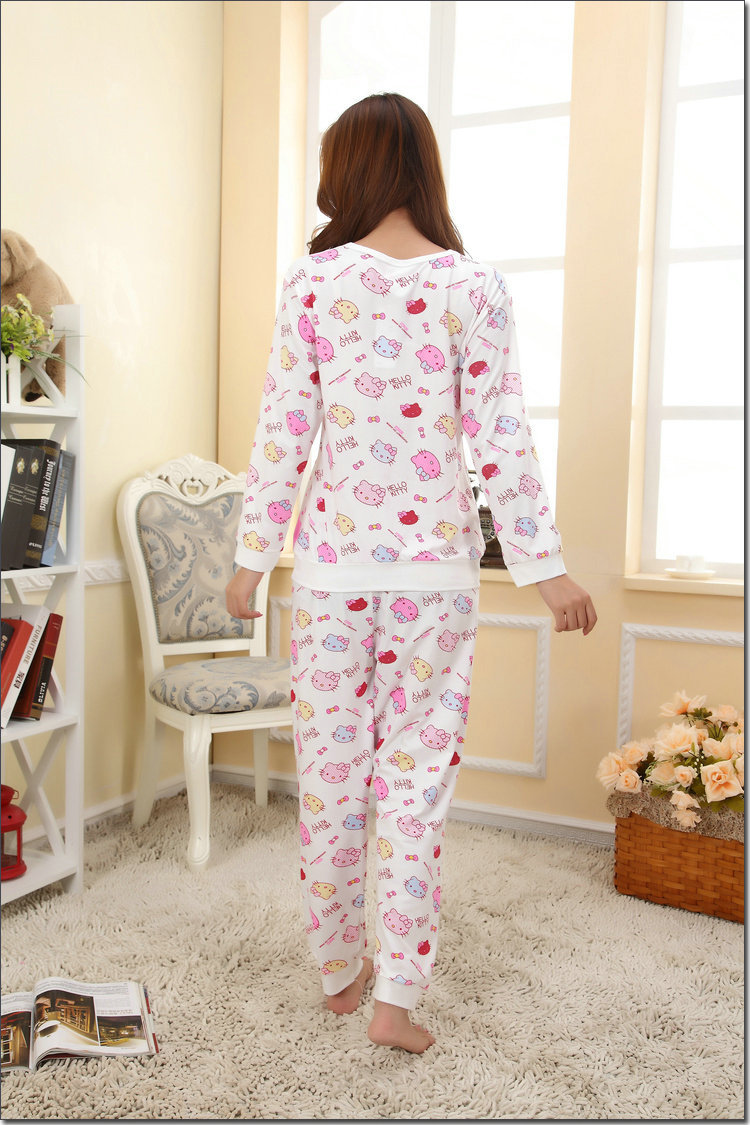 【hello kitty可爱<em>女士睡衣</em> 纯棉夏装卡通<em>套头长</em>
